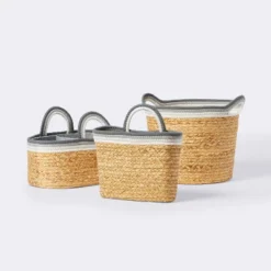 Braided Water Hyacinth Tapered Floor Basket With Coiled Rope Handles - Gray - Cloud Island™ 7 Braided Water Hyacinth Tapered Floor Basket With Coiled Rope Handles - Gray - Cloud Island™ -Cloud Island GUEST 19429f9d 4e11 486f b40a f3f1fb17c34c