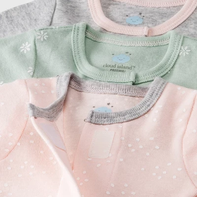 Baby Girls' 3pk Basic Romper - Cloud Island™ Green Preemie 4 Baby Girls' 3pk Basic Romper - Cloud Island™ Green Preemie - Image 2