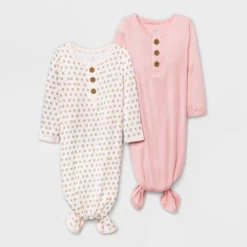 Baby Girls' 2pk Modal Tie NightGown - Cloud Island™ Pink -Cloud Island GUEST 261e7217 0f0a 40b9 bec6 74f8b1f7e4c6