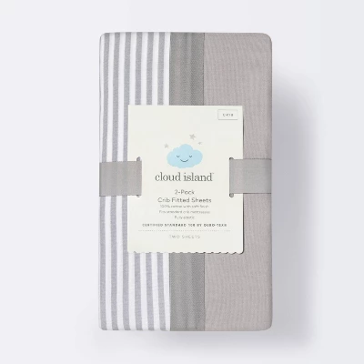 Fitted Crib Sheet - Cloud Island™ - Stripe/Gray - 2pk 4 Fitted Crib Sheet - Cloud Island™ - Stripe/Gray - 2pk - Image 2