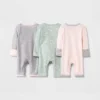 Baby Girls' 3pk Basic Romper - Cloud Island™ Green Preemie -Cloud Island GUEST 8ce863a5 f4fe 4238 96ff edbbc3acaa8f