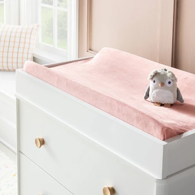 Velvet Polyester Spandex Changing Pad Cover - Pink - Cloud Island™ 3 Velvet Polyester Spandex Changing Pad Cover - Pink - Cloud Island™