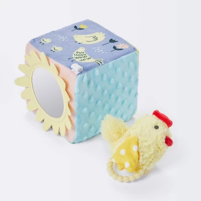 Farm Interactive Plush Cube With Chicken Rattle Baby Toy - 2pc - Cloud Island™ 4 Farm Interactive Plush Cube With Chicken Rattle Baby Toy - 2pc - Cloud Island™ - Image 2