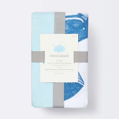 Fitted Jersey Crib Sheet Whales - Solid Blue - 2pk - Cloud Island™ 5 Fitted Jersey Crib Sheet Whales - Solid Blue - 2pk - Cloud Island™ - Image 3