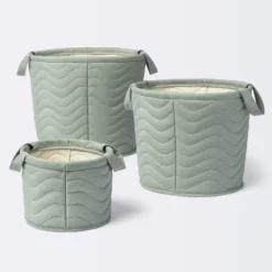 Quilted Fabric Large Round Storage Basket - Green - Cloud Island™ -Cloud Island GUEST fe54c62f 90f2 4ff1 bc3f d731445825aa